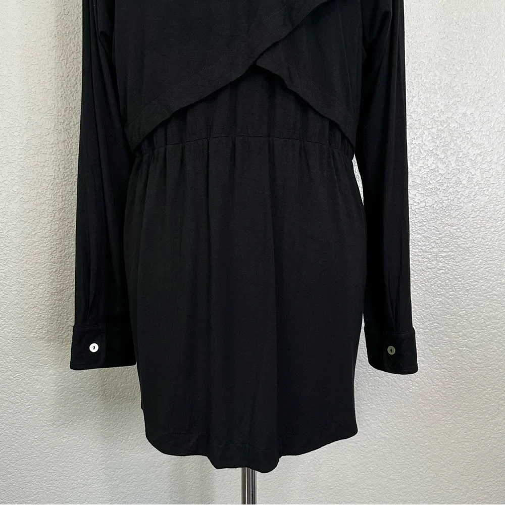Soft Surroundings Black Criss-Cross Back Button Down Tunic Shirt, Sz Medium - Picture 10 of 13